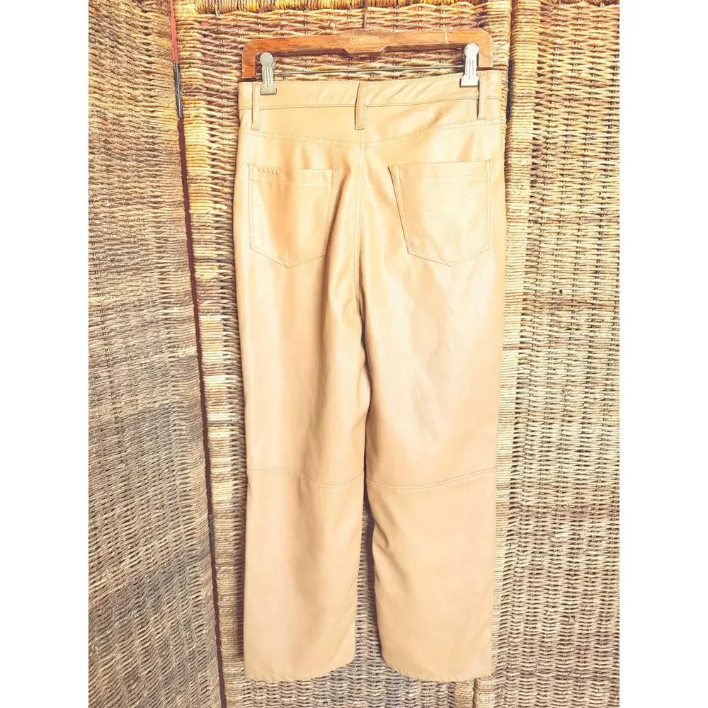 BLANKNYC The Baxter Faux Leather Pants Camel Tan High Rise Straight Leg Size 28